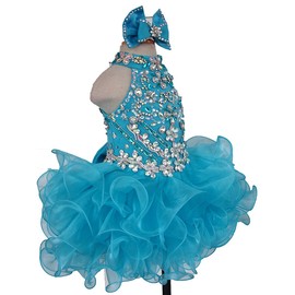 Junguan Baby Girls' Birthday Party Dress Toddler Kids Cupcake Pageant Dress 6M Turquoise