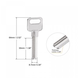 sourcing map Key Blank, 35mm Length 2 Slot Brass New Uncut Replacement Tool 5 Pcs