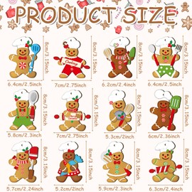Ferraycle 36 Pcs Gingerbread Christmas Decoration Cooking Gingerbread Man Ornaments Christmas Hanging Decor for Christmas Tree Christmas Wooden Gingerbread Decor Ornaments Decor