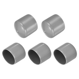 sourcing map 5pcs Rubber End Caps 40mm(1.6 Inch) ID Vinyl PVC Round Tube Bolt Cap Cover Screw Thread Protectors Light Gray