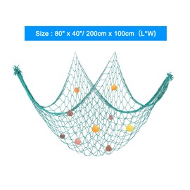 uxcell Natural Shell Decorative Fishing Net 40"x80" Mediterranean Style Ocean Theme Wall Hanging Photographing Fish Net Party Decor, Lake Blue