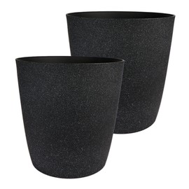 The HC Companies Santa Fe Round Self-Watering Pot - Lightweight Plastic Planter for Herbs & More - Durable Plant Pots for Indoor Plants & Outdoor Plants (16" Black Sand, Pack of 2)