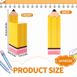 24pcs Pencil Treat Boxes, Premium Welcome Back to School Pencil Shaped Gift Boxes Candy Popcorn Holders Suitable for Party Favors School Classroom Decorations