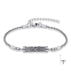 DAYLINLOVE Sunflower Urn Bracelet 925 Sterling Silver Cylinder Cremation Jewelry for Ashes Sunflower Memory Urn lockets for ashes Keepsake Bracelet for Women Mom