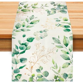 Green Eucalyptus Spring Table Runner, 40 x 140 cm, Summer Wedding Table Runner, Eucalyptus Decoration, Eucalyptus Table Decoration, Table Runner, Washable, Indoor, Outdoor, Holiday, Party Decor