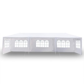 Outdoor Gazebo Canopy Wedding Party Tent Camping Shelter Canopies Commercial Tents Market Stall Waterproof Tent with Removable Side Walls and Spiral Tubes (10'x30' Five Sides)