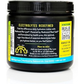 REDMOND RE-LYTE, Electrolitos Naturales con Real-Salt, Hidratacin Clean sin Caloras ni Azcares, 60 Porciones, Sabor Lemon Lime                        