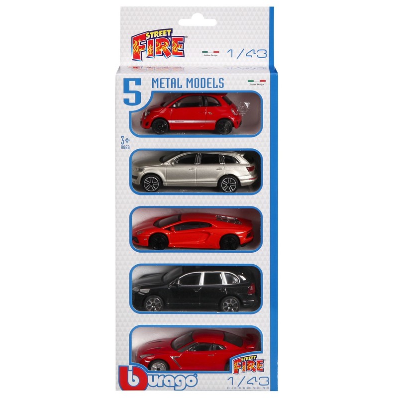 BBurago 18-30005 - Street Fire 1:43 Geschenkset 5er, sortiert