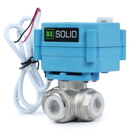 U.S. Solid 3/8'' 3 Way Stainless Steel Motorized Ball Valve AC110-230V - Heavy Duty Multipurpose L Type Non-Portable Water Shutoff Valve - 3 Way Ball Valve with Manual Function, Standard Port