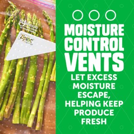 Ziploc Food Storage Produce Bags, Seal Top to Keep and Control Moisture, 50 Bags Total