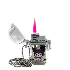 NIVEK Kulomi Transparent Cute Lighter Waterproof Lighter Refillable Kitty KT Cat Melody Japanese Kawaii with Chain (Kulomi)