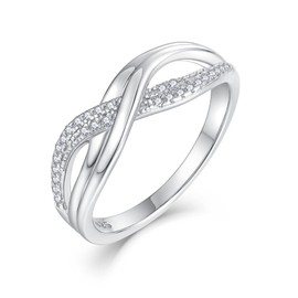 STARCHENIE Infinity Ring for Women 925 Sterling Silver Twisted Knot Ring Infinity Statement Rings Size 8