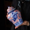 SILINE Porcelain Airtight Canister 45 Oz/1350ml, Blue White with Red