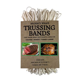 Regency Wraps Trussing Bands, 7" Cotton Elastic Poultry Loops, Pack of 200, Oven and Food Safe for Making Rotisserie Chicken, Roasting Turkey, Forming Roasts