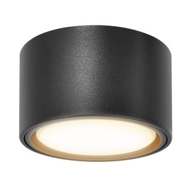 KYOTECH LED Surface-Mounted Light, Black, Surface-Mounted Spotlight, Flat with 6 W LED GX53 230 V, Surface-Mounted Spotlight, Warm White, 3000 K, Surface-Mounted, Diameter 95 x 55 mm, Round Aluminium