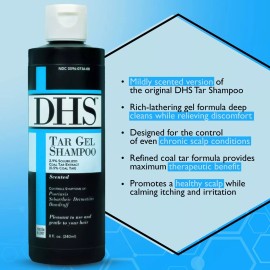 DHS TAR SHAMPOO Anti Dandruff, Psoriasis, Coal Tar GEL 8 OZ (Pack Of 6)