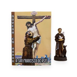 Novena a San Francisco Asis con Imagen Figura 2 Pc Set St Francis Assisi Spanish Prayer Book with Figurine