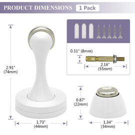 Door Stoppers Magnetic Door Stops White Brushed Stainless Steel Door Stopper Floor Wall Mount Magnetic Door Catch Door Holder for Bottom of Door Keep Door Open