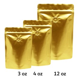 AwePackage Bronze Stand Up Zipper Pouch Coffee Bag with Valve and Clear Front for Display (20, 4 oz)