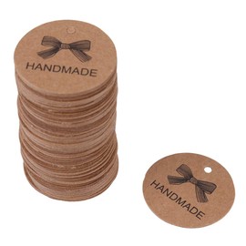 Kraft Paper Tags Labels Round Paper Gift Tags Price Tags for DIY Craft Decor 100 Pieces (Bow Tie)