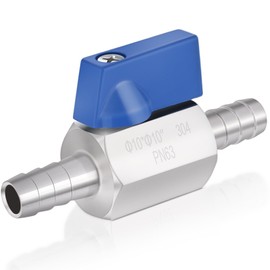 304 Stainless Steel Ball Valve,Hose ID Barb,Water Shut Off Valve,Various Sizes of Ball Valves,Valve Flow Regulation in Industrial Applications,Ball Valve for Water,Gas,and Oil (3/8”Ball Valve)