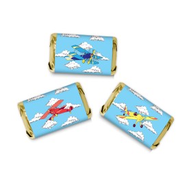 36 Airplane Mini chocolate candy bar labels, stickers tags for birthday parties and baby shower favors, decorations.