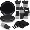 Rabbit Dance 168 Pieces Black Disposable Tableware Party Supplies Set
