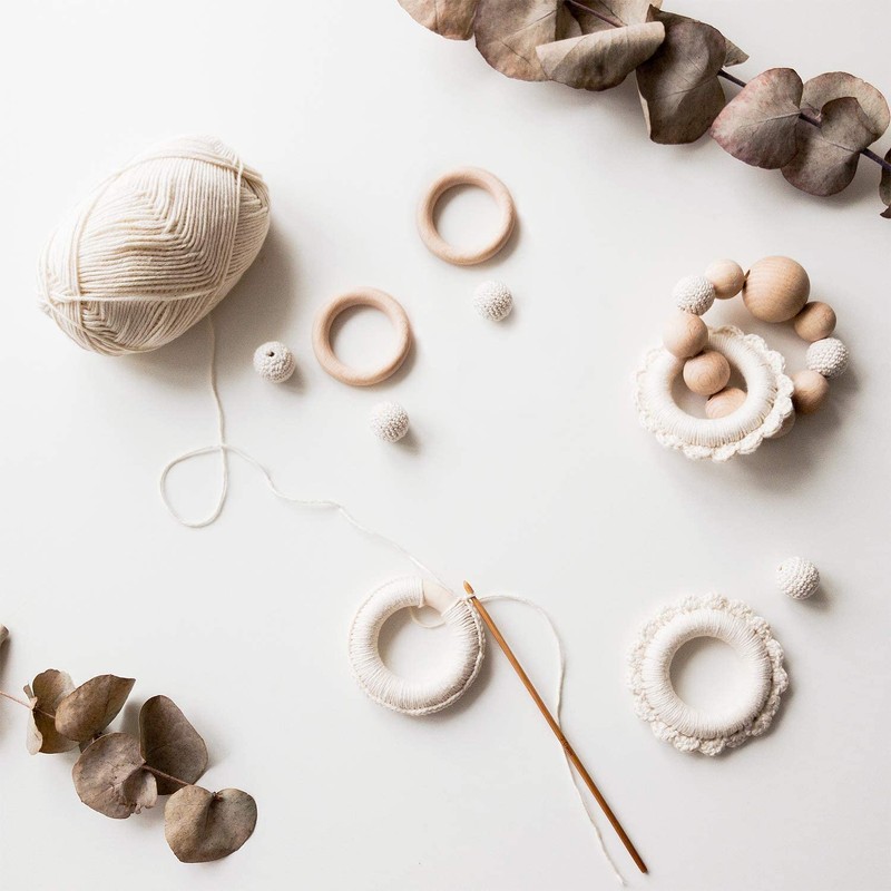 DDSHUN 20 Pcs Wooden Rings Unfinished Natural Wood Rings 55mm