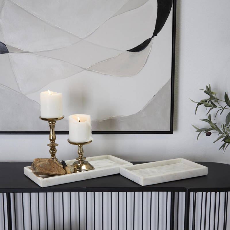 Deco 79 Tray, 22",11"W, White