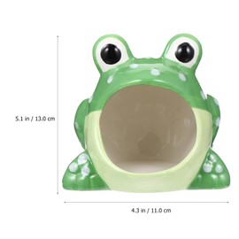 ULTECHNOVO Hamster Hideout Ceramic, Frog Shape Hamster House and Habitats Cool Bed Ceramic Cage Accessories Ideal for All Season Dwarf Hamster Gerbil Mice (Frog)
