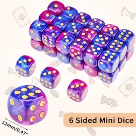 36 of Pack 12MM 6 Sided MINI Dice Set,Two Colours D6 Game Dice Set, 6 Sided Standard Dices for Yahtzee, Bunco or Teaching Math,with Portable Plastic Box(Blue Purple)