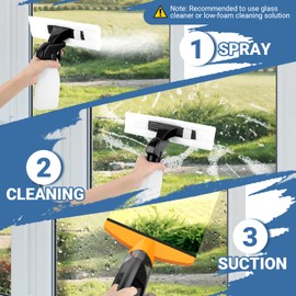 Window Vacuum Squeegee Cordless, Electric Window Vac, Rechargeable Window Cleaner with Spray Bottle, Cleaning Tool for Tile, Glass, Mirror