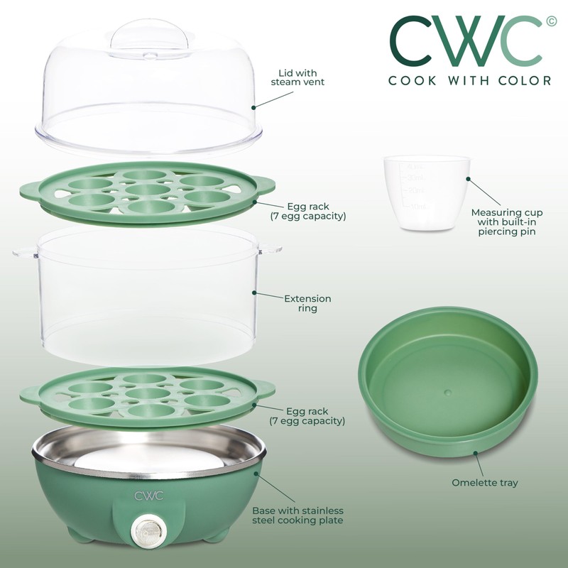 COOK WITH COLOR 350W Electric Double Layer Egg Cooker -