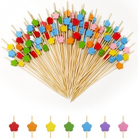 Minfuerang Minfuerang Pack of 100 Wooden Cocktail Sticks, Finger Food Skewers, Cocktail Decoration Accessories, 12 cm Toothpicks, Colourful Cocktail Sticks for Birthday, Wedding, Party (Styles 2)