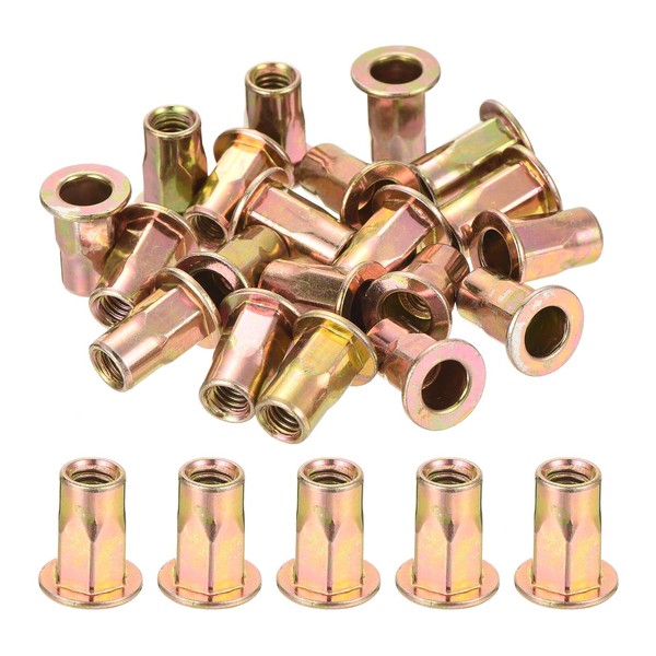 sourcing map 20Pcs Half Hex Body Flange Rivet Nut, M4