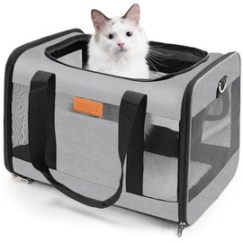 Transportador de gatos, perros, gris, de cara suave, para gatos, transportadores de animales, para viajes, cachorros, como un juguete de tela para mas