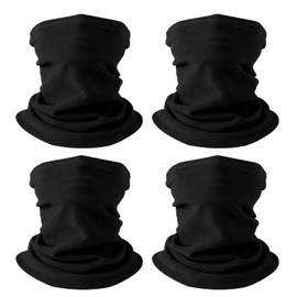 HEGCOIIE Pack of 4 Winter Loop Scarves for Men and Women, Soft Fleece Tube Scarf, Windproof Neckerchief, Neck Warmer for Outdoor Skiing, Motorcycle, Cycling, 4 x black