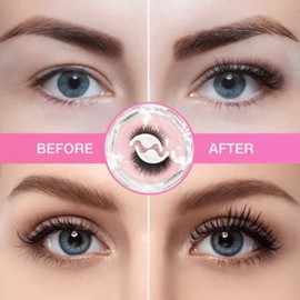 Bluemega 2 Pairs Fake Eyelashes Pestañas Autoadhesivas, Pestañas Adhesivas Reutilizables, Pestañas Postizas Naturales Esponjosas 3D Reutilizables, Sin Pegamento Pestañas Postizas A Prueba De Agua (E)