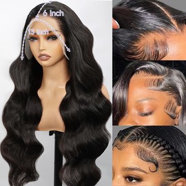 Body Wave Lace Front Human Hair Wig - Pre-Plucked With Bleached Knots, 200 Density HD 13x6 Transparent Lace Frontal With Baby Hair, 28 Inch