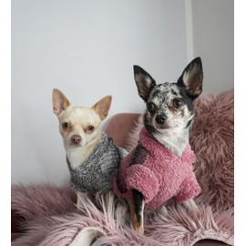 Fitwarm Fuzzy Dog Sweater, Knitted Winter Dog Clothes for Small Dogs Boy Girl, Pet Cat Hooded Outfit, Heather Grey, Black, XL