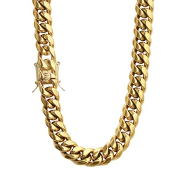 PY BLING Mens Heavy Miami Cuban Link Chain Choker 14k Gold Plated Hip Hop Thick Stainless Steel 8mm-16mm Necklace/Bracelet (8mm,24)