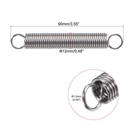 sourcing map Compression Spring,12mm OD,1.5mm Wire Size,157.5mm Extended Length,90mm Free Length,304 Stainless Steel,8.6Lbs Load Capacity,Silver, Pack of 2