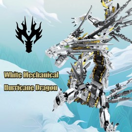 HONLANCH Dragon Series White Mechanical Hurricane Dragon Building Blocks Set (1485Pieces)-Toys Gifts for Kid and Adult