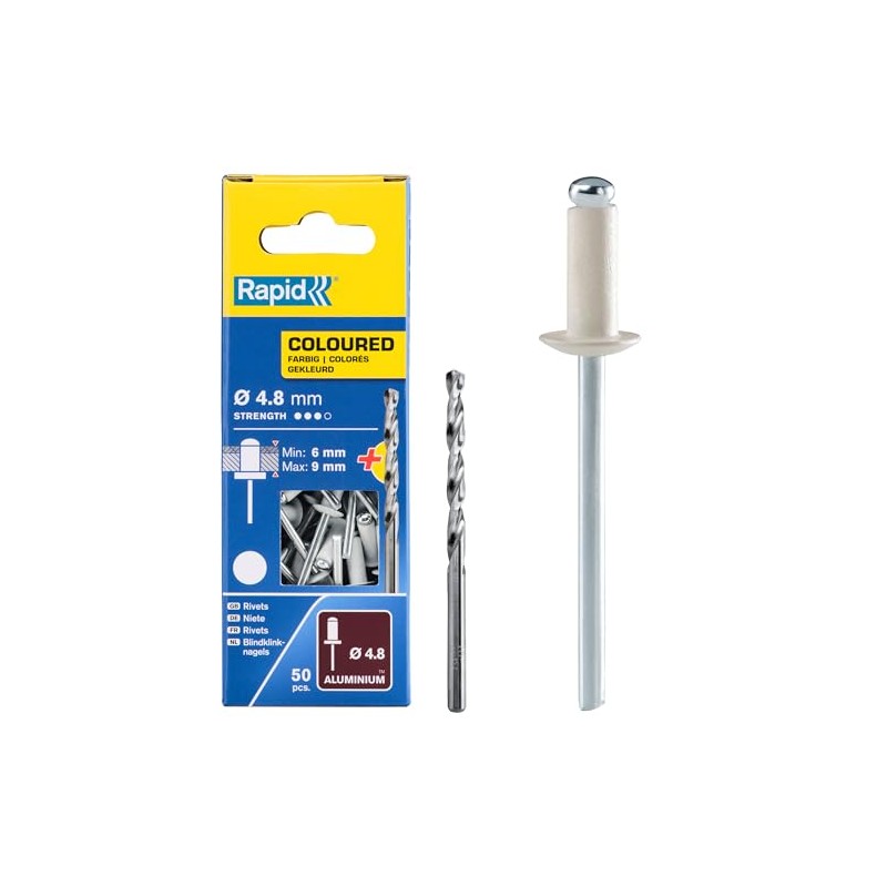 Rapid Blind Rivets Aluminium White Diameter 4.8 mm 6-9 mm