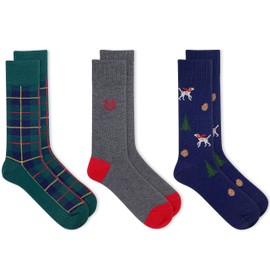 Chaps Men's Casual Dress Cushioned Crew Socks-3 Pair Pack-Classic Fashion Designs, Holiday Dog All Over, 6-12