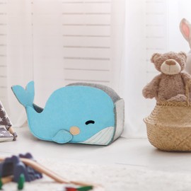 Lucky Sign - Storage Box Children's Toy Box Made of Felt Foldable for Boys and Girls Toy Organiser, 26 x 14 x 19 cm, Baby Whale