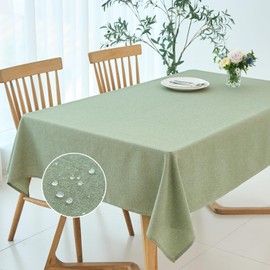 maxmill Rectangle Linen Textured Tablecloth Waterproof Spillproof Wrinkle Free Washable Fabric Table Cloth Kitchen Dining Tabletop Decoration Table Cover for Holiday Party, 52 x 70 Inch, Sage Green