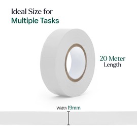 WINSOME Electrical Tape Black | 20m X 19mm Waterproof Insulation Tape for Electric Wires & Cables | Strong & Sticky Electrician’s Tape for Preventing Short Circuits (1 Pack) (1, White)