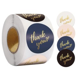Thank You Stickers Labels, BetterJonny 500 Pieces 4 Colors Thank You Stickers Roll Thank You Sticker for Envelopes,Packing Bags,Gift Bags