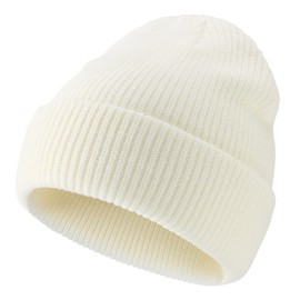 Decentron Classic Men's Warm Winter Hats Thick Knit Cuff Beanie Cap Daily Beanie Hat (Beige)